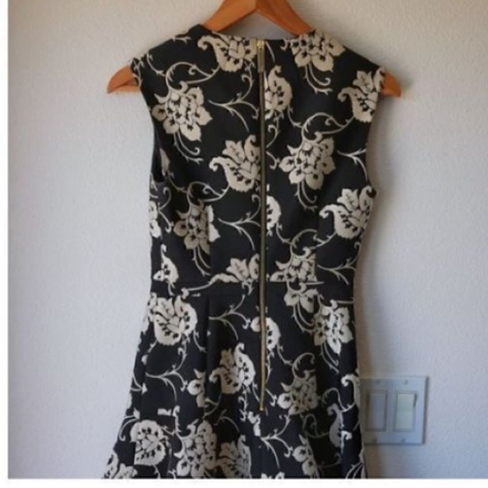 Ted Baker London Women’s Size 0 Ornate Paisley Ruffle Dress Black Fit and Flare - Picture 7 of 15